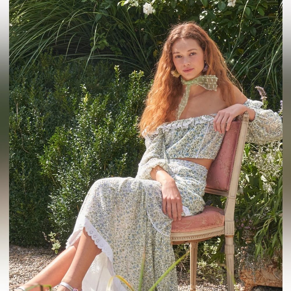 Love Shack Fancy Dorabella Crop Top - Picture 2 of 12